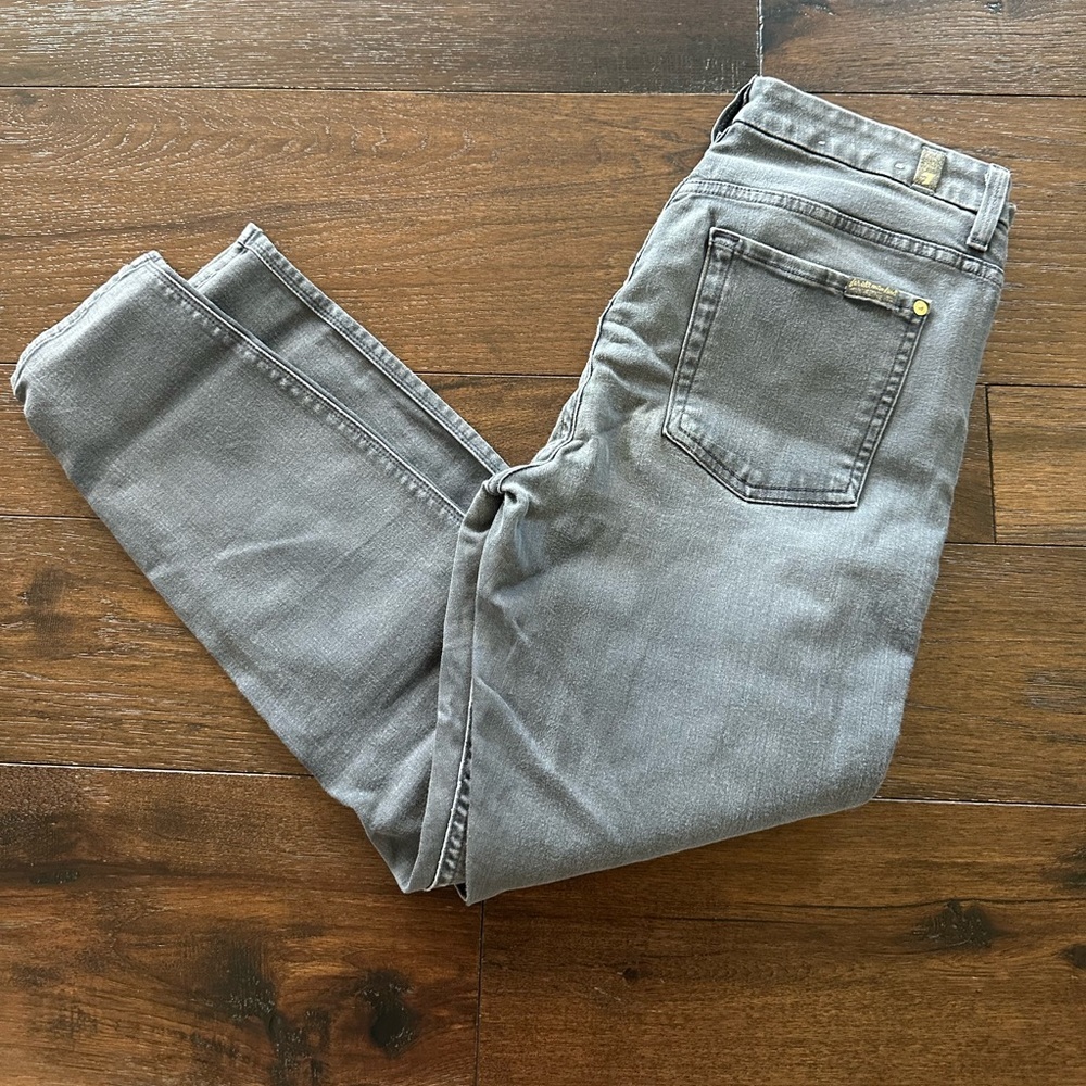 7 for All Mankind Denim Jeans Skinny High Waist Ankle Grey Womens Size 32
